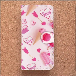 iPhone Android スマホケース 手帳型 ケース 可愛い かわいい スイーツ 甘 英文 オシャレ ピンク 2枚目の画像