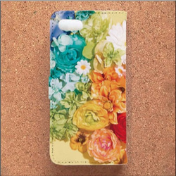 iPhone Android スマホケース 手帳型 ケース 可愛い かわいい フラワー カラフル 英文 オシャレ 花柄 3枚目の画像