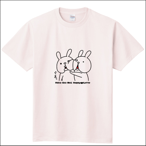 新品 うさぎ Tシャツ 半袖 丸襟 ライトピンク メンズ レディース