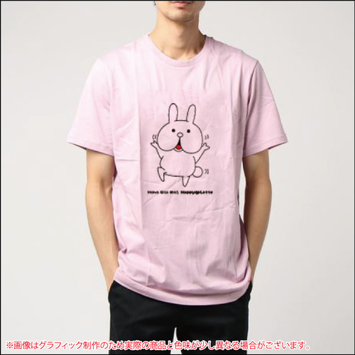 新品 うさぎ Tシャツ 半袖 丸襟 ライトピンク メンズ レディース