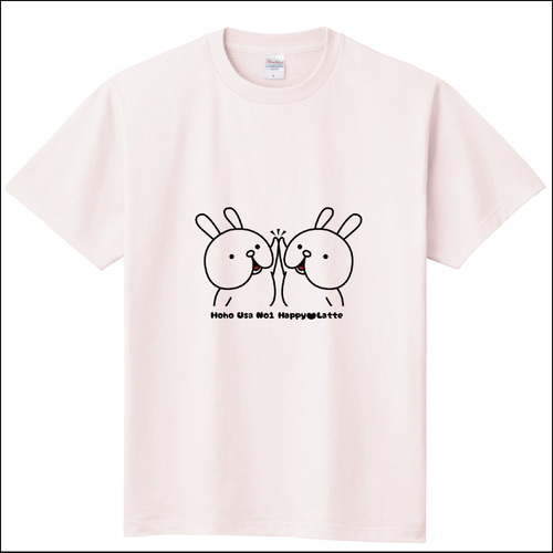 新品 うさぎ Tシャツ 半袖 丸襟 ライトピンク メンズ レディース