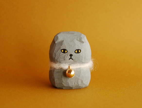 木彫り人形 ねこ スコティッシュフォールド [CWF-097] 其他擺飾