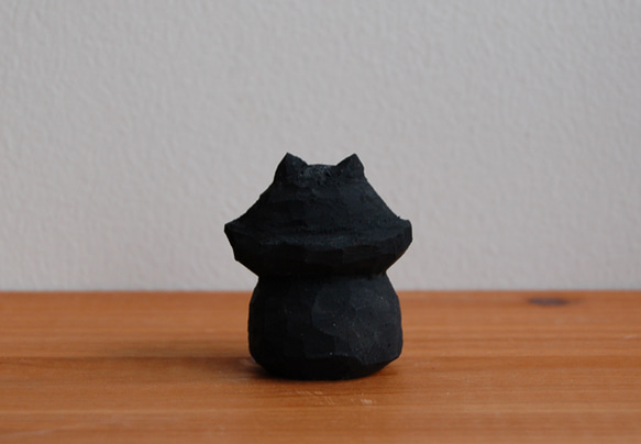 木彫り人形　ペルシャ猫　黒×白　[CWF-02４] 3枚目の画像