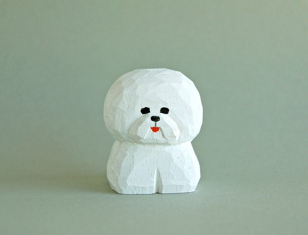 木彫り　ビションフリーゼ wooden fur 木彫りワークショップ〈ビションフリーゼ彫り