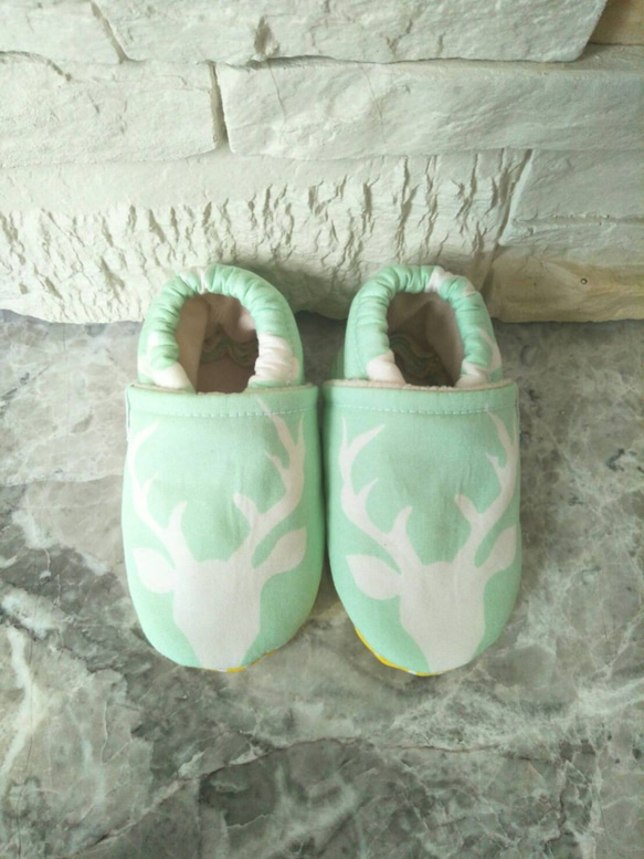 寶寶彌月禮物-手工鞋-綠色小鹿 第3張的照片