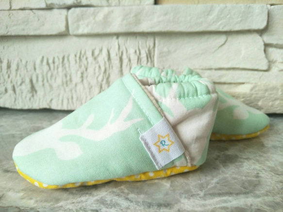 寶寶彌月禮物-手工鞋-綠色小鹿 第4張的照片