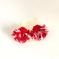 【再販】 tubufuwa刺繍耳飾り［レッド］ビーズ刺繍　ピアス/イヤリング　つぶつぶ 2枚目の画像