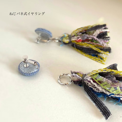 【再販】maru刺繍2way タッセル耳飾り［パールグレー］ビーズ刺繍　ピアス／イヤリング 4枚目の画像