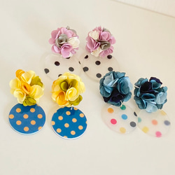 【再販】flower dot 刺繍イヤリング［イエロー］ 5枚目の画像