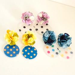 【再販】flower dot刺繍ピアス［パープル］ 5枚目の画像