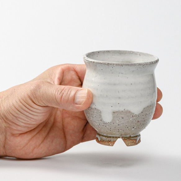 萩焼伝統的工芸品】湯呑小白萩掛分け丸(No21) 湯呑み 伝統的工芸品萩焼