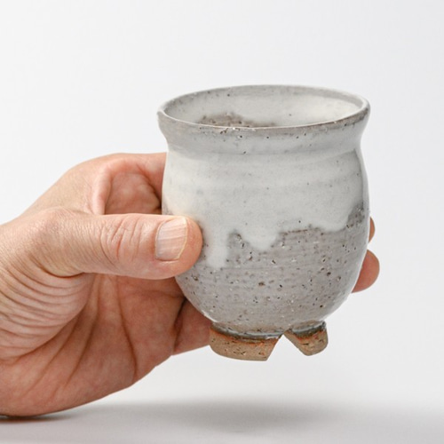 萩焼伝統的工芸品】湯呑大白萩掛分け丸(No61) 湯呑み 伝統的工芸品萩焼