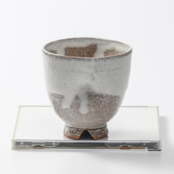 【萩焼伝統的工芸品】フリーカップ白萩掛分け呉器えくぼ(No773) 3枚目の画像