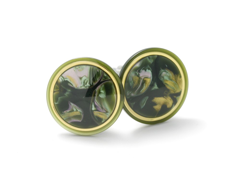 芸術的な美しさがあるブラックイエローベースのカフスボタン Premium 100