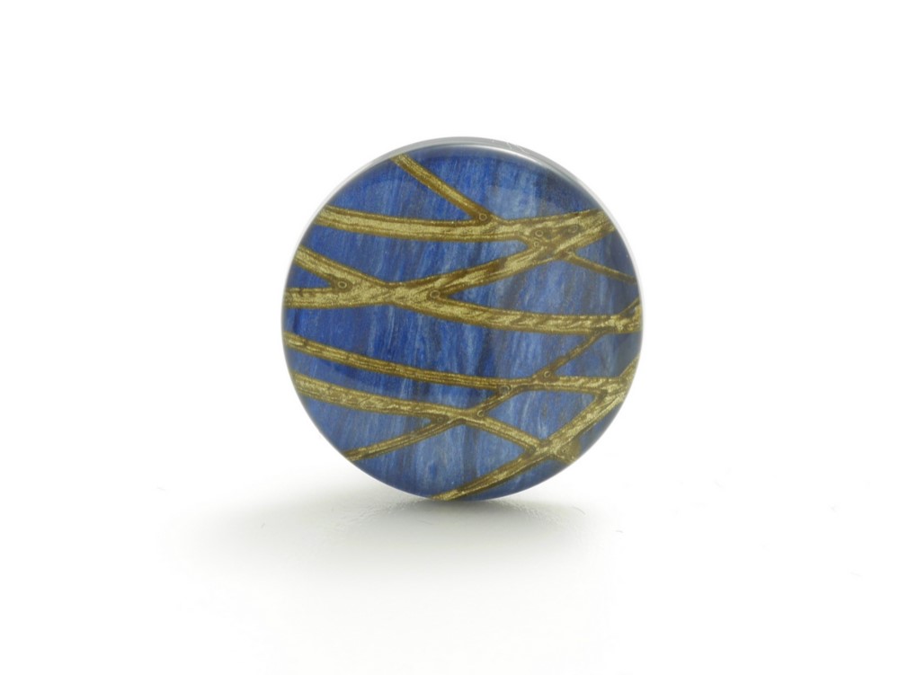 ブルーのキャンパスにゴールドが入った粋なカフスボタン Premium 133