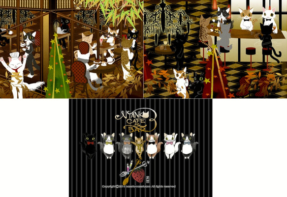 ポストカード猫カフェバーシリーズ6種各1枚合計6枚セット 2枚目の画像