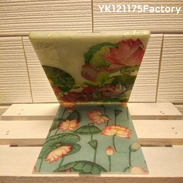 LOTUS No.4／(蓮series No.1～5)黄緑ver.コンパクトミラー(和紙＋α) 3枚目の画像