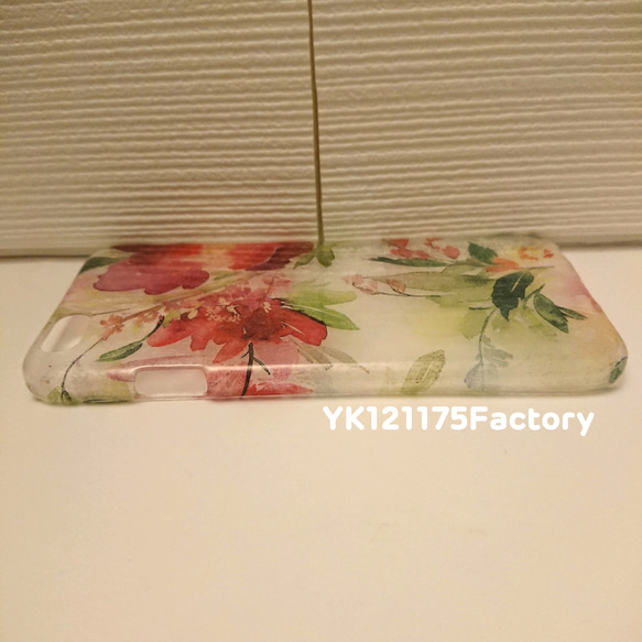 order①/4／水彩画タッチ3「ヴィンテージcol.」お花のスマホケース(カーディナルレッドVer 2枚目の画像