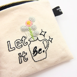 〈10㎝ファスナー〉Let it be 刺繍ポーチ 2枚目の画像