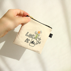 〈10㎝ファスナー〉Let it be 刺繍ポーチ 4枚目の画像