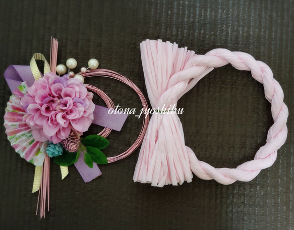 Happy Flower  しめ縄リースキット(ピンク)  ① アマビエさまプレゼント 3枚目の画像