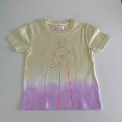受注制作　kidsTシャツ「おすましキリン　段染め」80cm~140対応 1枚目の画像