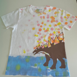 受注制作　kidsTシャツ「ステゴサウルス　バブル」100cm~140対応 1枚目の画像