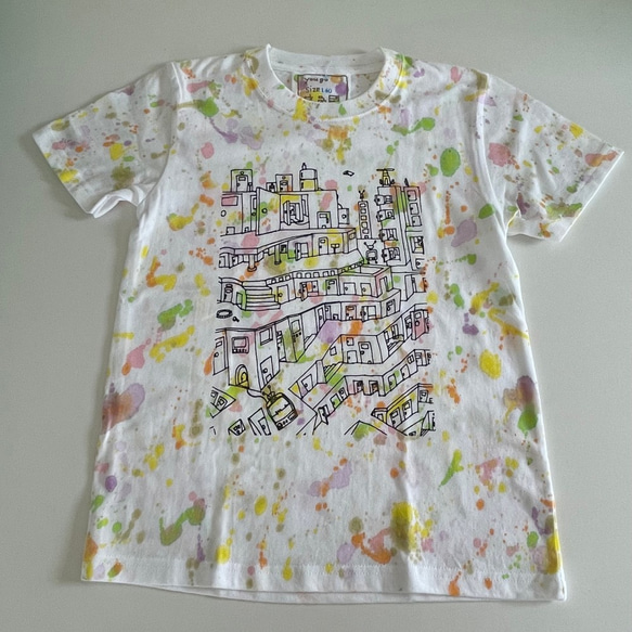 受注制作kidsTシャツ「 puzzle city　スプラッシュ」80cm~140対応 1枚目の画像