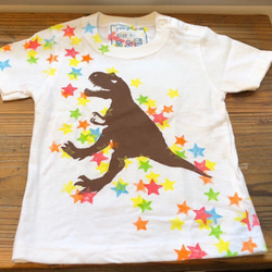 受注制作　kidsTシャツ「ティラノと星」80cm~120対応 1枚目の画像