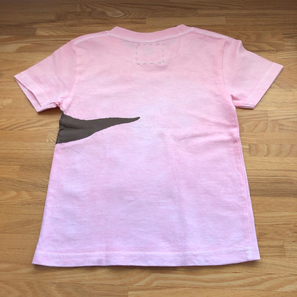 受注制作　kidsTシャツ「ティラノサウルス　染めピンク」110cm~140対応 2枚目の画像