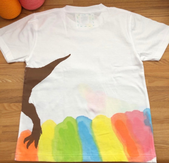 受注制作　kidsTシャツ「ティラノサウルス　ふんわりビーム」120cm~140対応 3枚目の画像