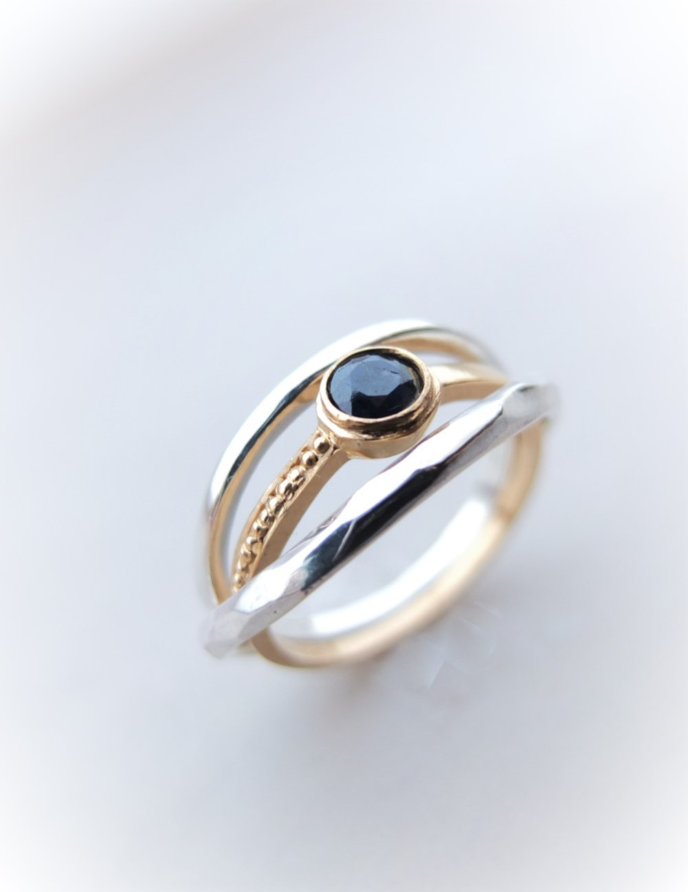 K10yg＆Silver Mix stack ring ~ブルーサファイア~