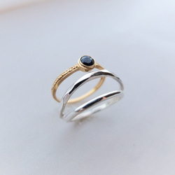 K10yg＆Silver Mix stack ring ~ブルーサファイア~ 3枚目の画像