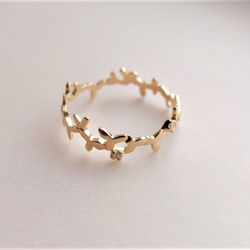 ＊～葉を纏う～foglia ダイヤモンド k10gold ring 2枚目の画像