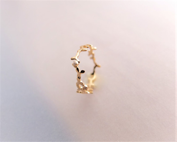 ＊～葉を纏う～foglia ダイヤモンド k10gold ring 4枚目の画像