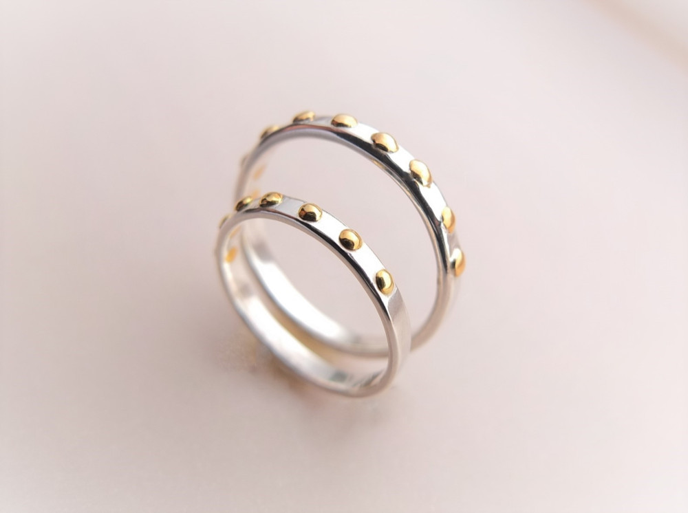 「Creema限定」スタッズ　シルバーペアリング＊studs pair ring silver　単品販売可能