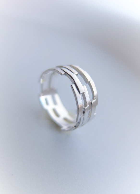 組み木シルバーリング＊KUMIKI solid silver ring 2枚目の画像