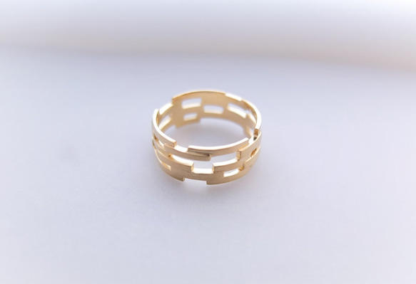 組み木ゴールドリングKUMIKI solid silver ring（K18gold plating) 2枚目の画像
