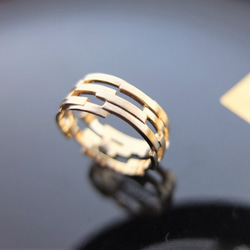 組み木ゴールドリングKUMIKI solid silver ring（K18gold plating) 4枚目の画像