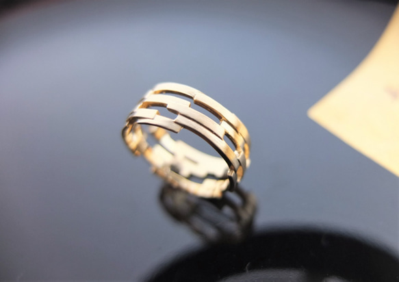 組み木ゴールドリングKUMIKI solid silver ring（K18gold plating) 4枚目の画像
