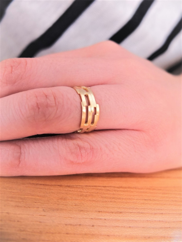 組み木ゴールドリングKUMIKI solid silver ring（K18gold plating) 5枚目の画像