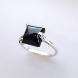 オニキス~square shape silver ring~ 1枚目の画像