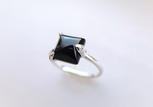 オニキス~square shape silver ring~ 1枚目の画像