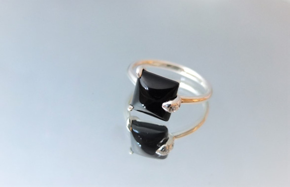 オニキス~square shape silver ring~ 2枚目の画像