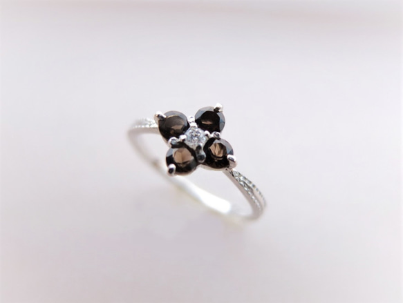 スモーキークォーツのfleurette silver ring 4枚目の画像