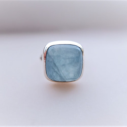 アクアマリン Square silver ring 3枚目の画像