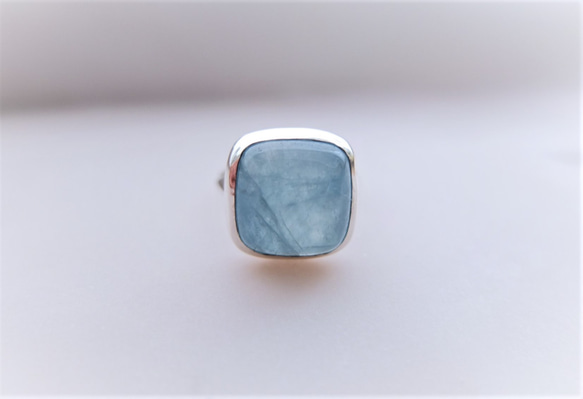 アクアマリン Square silver ring 3枚目の画像