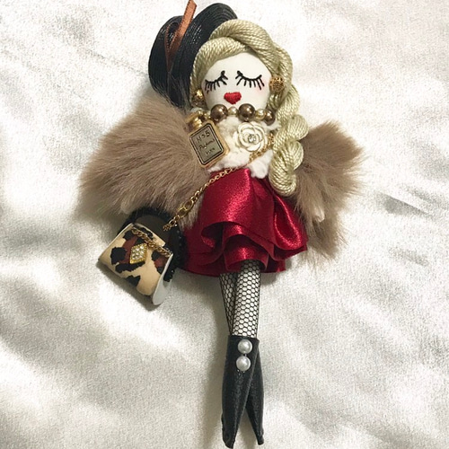 ルルベちゃん バックチャーム ドールチャーム ファーボレロ 赤い  