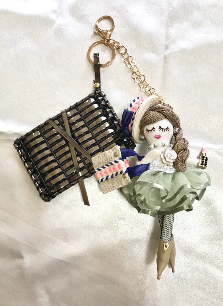 グリーンアイのもえちゃんドールチャームバックチャームハンドメイド