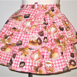移動ポケット付き　ティアードスカート「クッキーハウス」（１００ｃｍ） 2枚目の画像